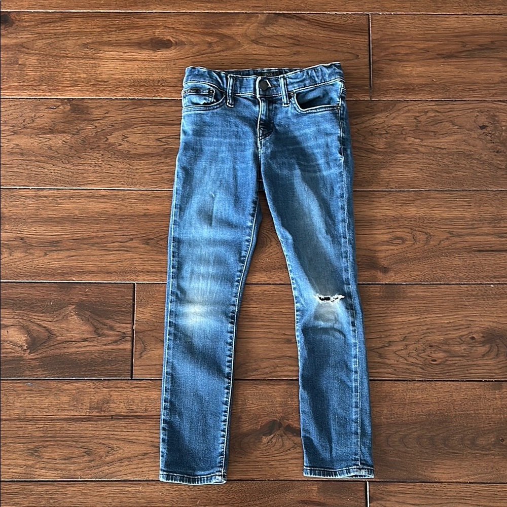 Polo Ralph Lauren Eldridge Skinny, Blue Distressed Jeans Size 8 Kids.